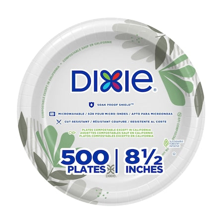 Disposable Plate, Round, 8-1/2", Paper, Pathways, PK500