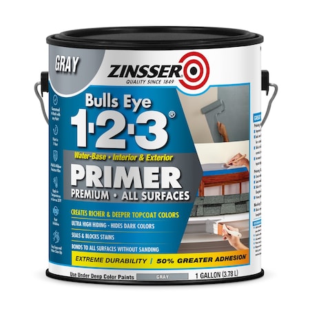 Primer, Water, 1gal, Gray, Interior/Exterior