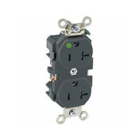 Straight Blade Receptacle, 5-20R, 20 A, 125V AC, 2 Pole, 3 Wire, Flush Mount, Single, Black