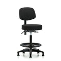 Fab Stool with Back-High Bench Ht with Seat Tilt, Black Foot Ring, and Stationary Glides in Black Fab