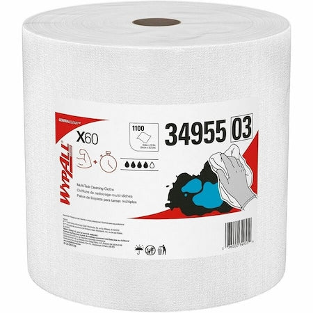 WypAll GeneralClean X60 Multi-Task Cleaning Cloths (34955), Jumbo Roll, Strong & Absorbent, White