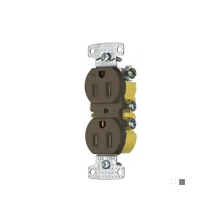 Straight Blade Receptacle, 5-15R, 15 A, 125V AC, 2 Pole, 3 Wire, Surface Mount, Grounded