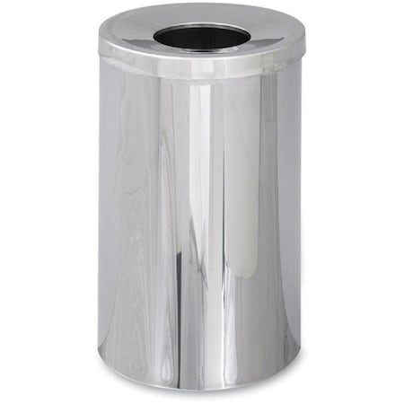 35 gal. Puncture-Resistant Steel Round Trash Can, Silver