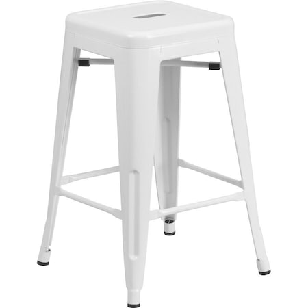 24" High Backless White Counter Height Stool