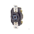 Flanged Locking Receptacle, L21-20R, 20 A, 120/208V AC, Three Phase, 4 Pole, Flush Mount, Black