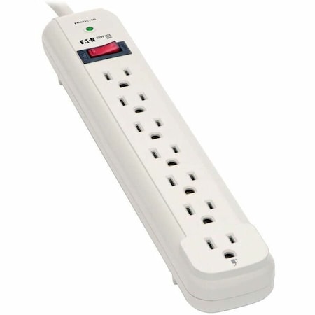 Outlet Strip, Surge, 7 5-15R, 5-15P, 25 ft., Light Gray