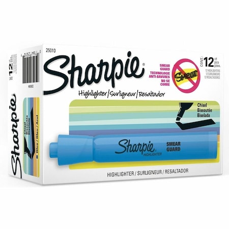 Smear Guard Highlighter, Chisel Tip Blue PK12