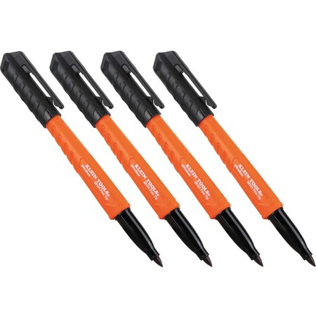 Permanent Marker, Fine Tip, Black, PK4