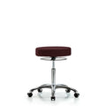 Rutledge Fabric Stool without Back Chrome - Medium Bench Height with Casters in Burgundy Fabric