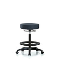 Vin Stool without Back-High Bench Ht with Black Foot RingandCasters in Imperial Blue Trailblazer Vin