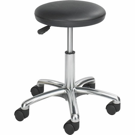 Round Stool, Height Range 16" to 21", Polyurethane Black