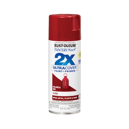 General Purpose Spray Paint, Colonial Red, Gloss, Solvent, 12 Oz