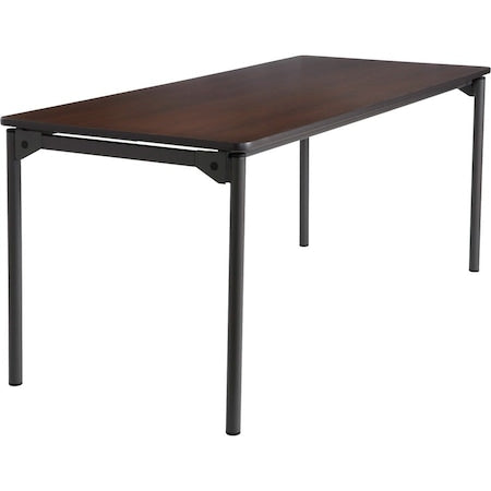 Maxx Legroom Folding Table, Walnut Top, Charcoal Frame, 30 in W x 72 in L x 29.5 in H