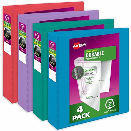 Assorted View Binder, Bright Colors, PK4