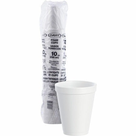 Disposable Cup, Hot/Cold, Foam, 10 oz, White, PK1000