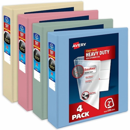 Binder, Assorted Pastel Colors Heavy, PK4
