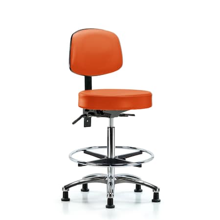 Vin Stool with Back Chr-High Ben Ht with Seat Tilt, Chr FR, andStat Glides in Or Kist Trailblazer Vin