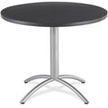 CafeWorks Cafe/Breakroom Table, Graphite Granite Top, Silver Frame, 42 in Dia x 30 in H