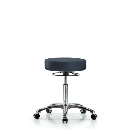 Rutledge Vin Stool without Back Chrome-Medium Bench Height with Casters in Imp Blue Trailblazer Vin