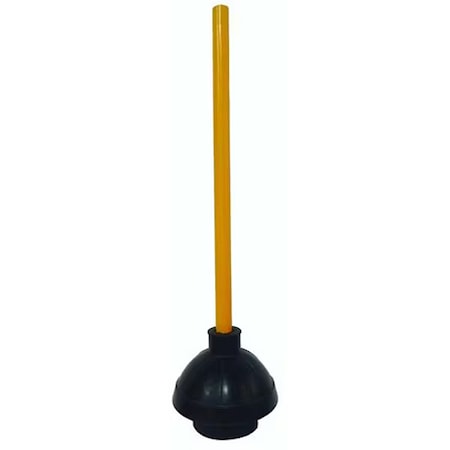 Forced Cup Toilet Plunger, Durable Rubber, 6 in Cup Dia, 21 in Wood Handle