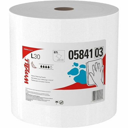 WypAll GeneralClean L30 Heavy Duty cleaning Towels (05841), Jumbo Roll, Strong & Soft Towels, White