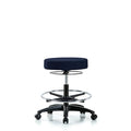 Rutledge Fab Stool without Back - Med Bench Height with Chrome Foot Ring and Casters in Navy Fab