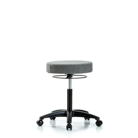 Rutledge Fabric Stool without Back - Medium Bench Height with Casters in Gray Fabric