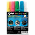 Wet Erase Markers, Blue, Bright Green, Bright Pink, Bright Yellow, White, Chisel Tip, Capped, 5 PK