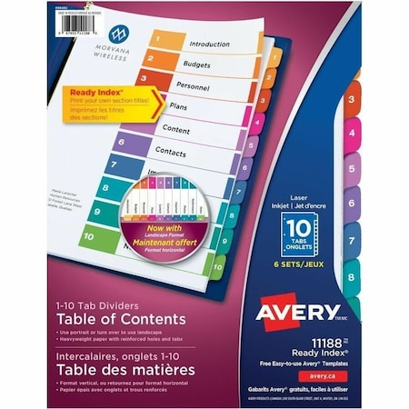 10 Tab Index Dividers, PK6