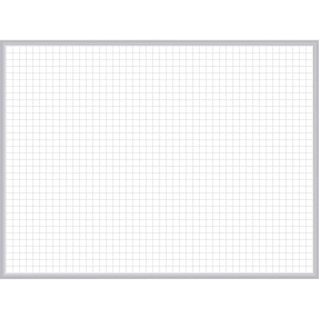 Dry Erase Board, Steel, 24 in, 36 in, Aluminum Frame, White/Gray, Gloss