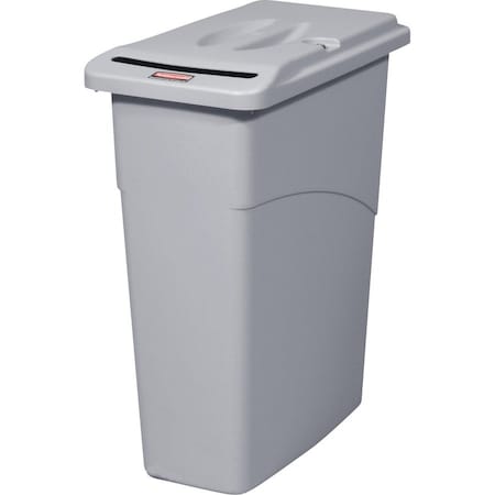 Slim Jim 23 gal Rectangular Confidential Document Receptacle, Gray, None, Plastic, 11 in