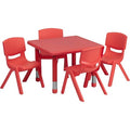 Square Activity Table, Plastic, Steel, Red