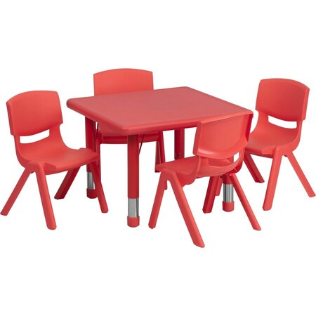 Square Activity Table, Plastic, Steel, Red