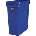 Slim Jim 16 gal Rectangular Slim-Profile Plastic Can, Blue, None, Plastic, 11 in