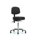 Rutledge Vin Stool with Back Chrome-Med Bench Height with Stat Glides in Black Trailblazer Vin