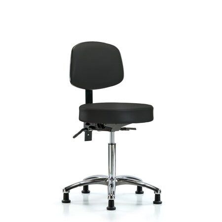 Rutledge Vin Stool with Back Chrome-Med Bench Height with Stat Glides in Black Trailblazer Vin