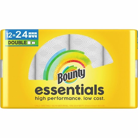 Double Roll Paper Towels, 108 Sheets, 98 ft, White, 12 PK