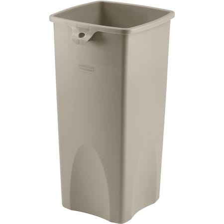 Untouchable(R) 23 gal Square Heavy Duty Plastic Can, Beige, None, Plastic, 15 1/2 in