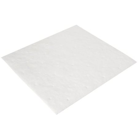 Sorbent Pad, 37 1/2 gal, 17 in x 19 in, Oil, White, 100 PK