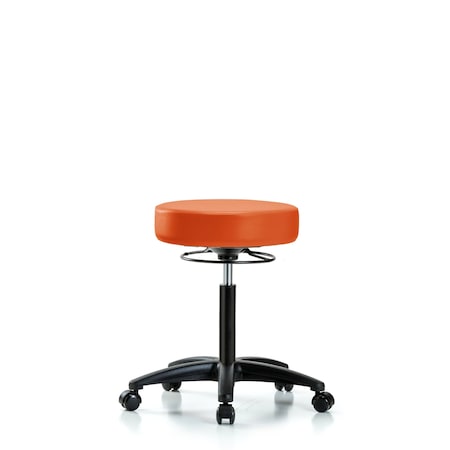 Rutledge Vin Stool without Back - Medium Bench Height with Casters in Orange Kist Trailblazer Vin
