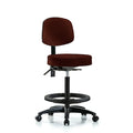Vinyl Stool with Back-High Bench Height with Black Foot RingandCasters in Burgundy Trailblazer Vinyl