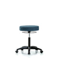 Rutledge Fabric Stool without Back - Medium Bench Height with Casters in Blue Fabric