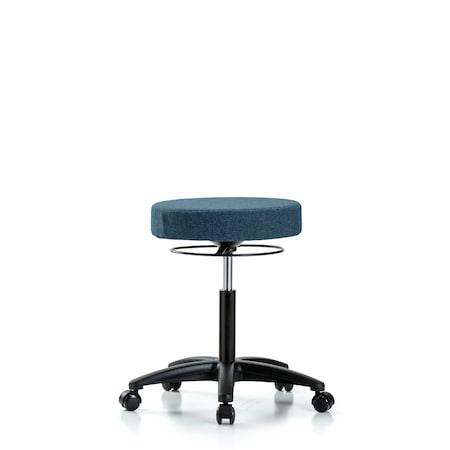 Rutledge Fabric Stool without Back - Medium Bench Height with Casters in Blue Fabric