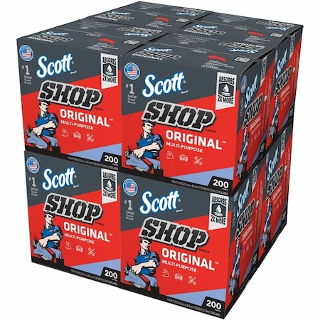 Scott Shop Towels Original (75190), Blue, Pop-Up Dispenser Box (200 Towels/Box), 8PK