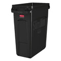 Slim Jim 16 gal Rectangular Slim-Profile Plastic Can, Black, None, Plastic, 11 in