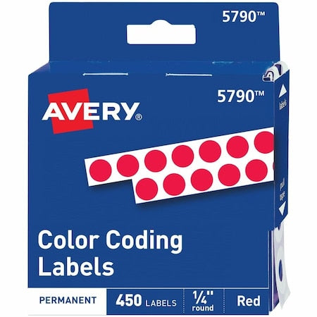 Label, 0.25"Round, Red, PK450