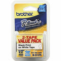 P-touch P-touch Nonlaminated M Tape Value Pack - 1/2" Width - Rectangle - White - Self-adhesive - 2 Pack