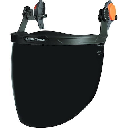 Face Shield, Gray Visor, 11 1/4 in Height, Locking Mount Suspension, Gray Tint