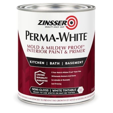 Interior Paint, Semi-Gloss, Water Base, White, 1 qt