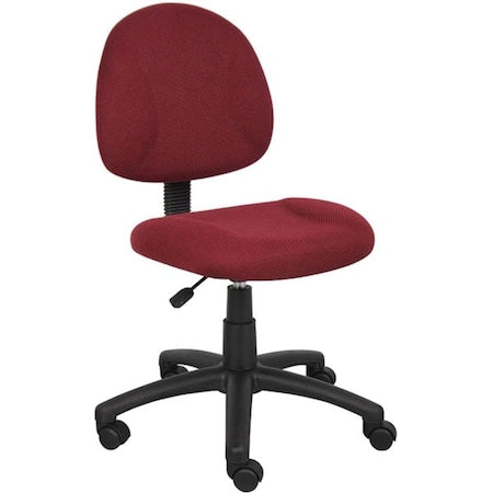 BurgundyPosture Deluxe Office Task Chair, 25 inW25"L40"H, Armless, PolyesterSeat, B315Series